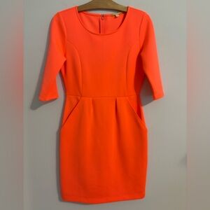 Gianni Bini Neon Orange 3/4 sleeve dress